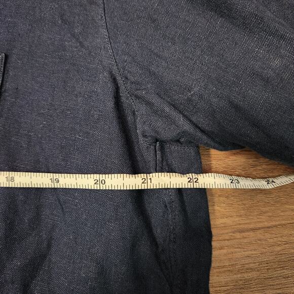 GRAYSON The Hero Linen Button Down Shirt L Navy Minimalist Beach Coastal Fall - Picture 6 of 7